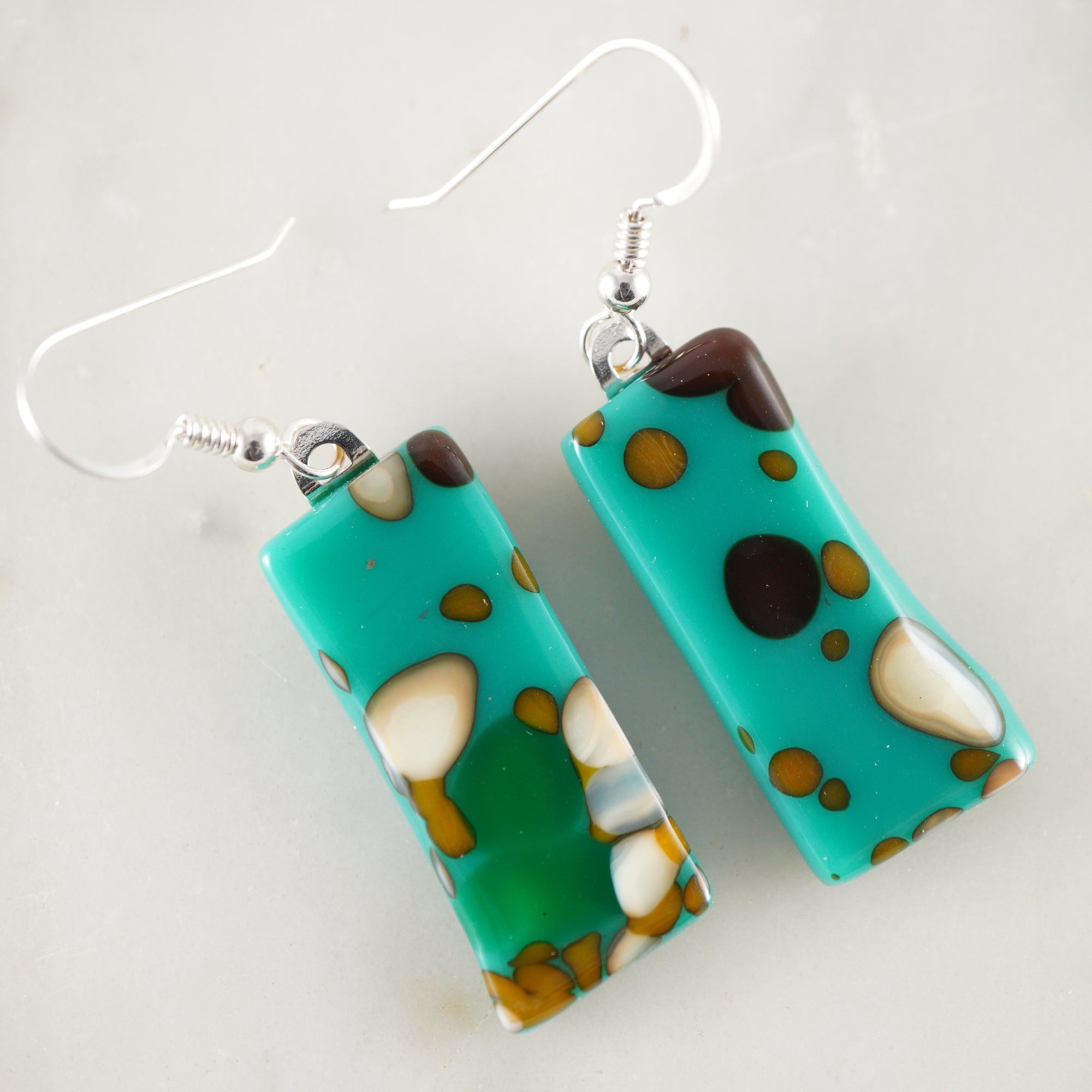 Fused Glass Dangle Earrings #6
