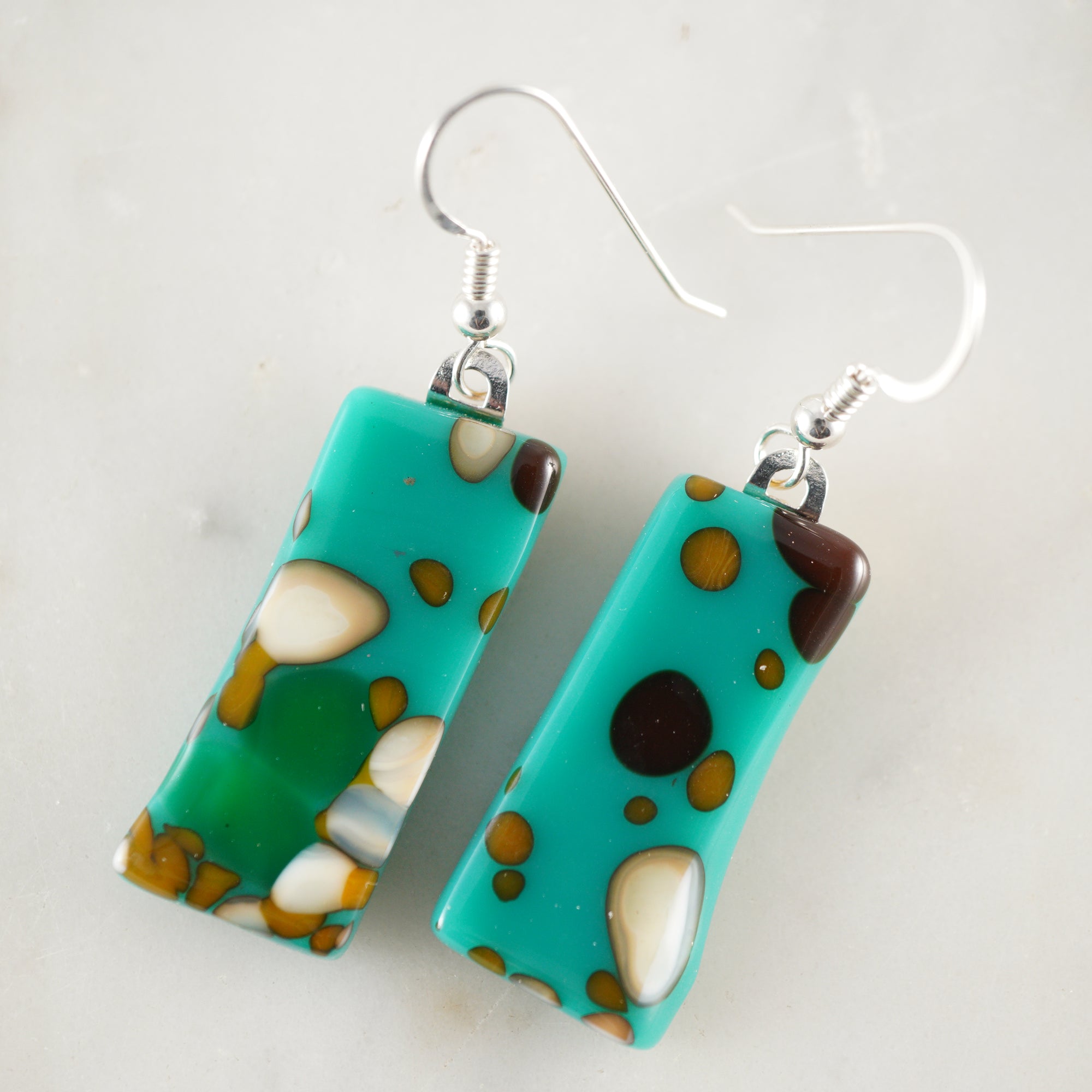 Fused Glass Dangle Earrings #6