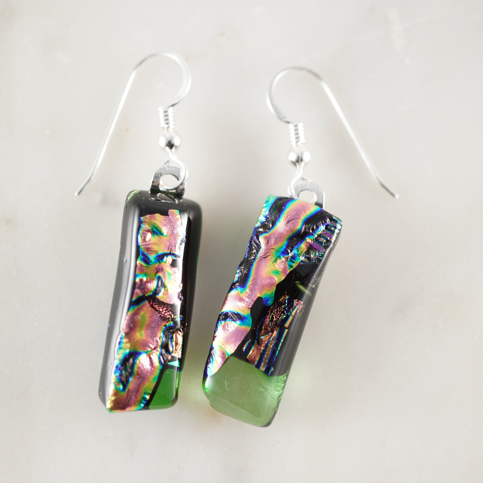 Fused Glass Dangle Earrings #7