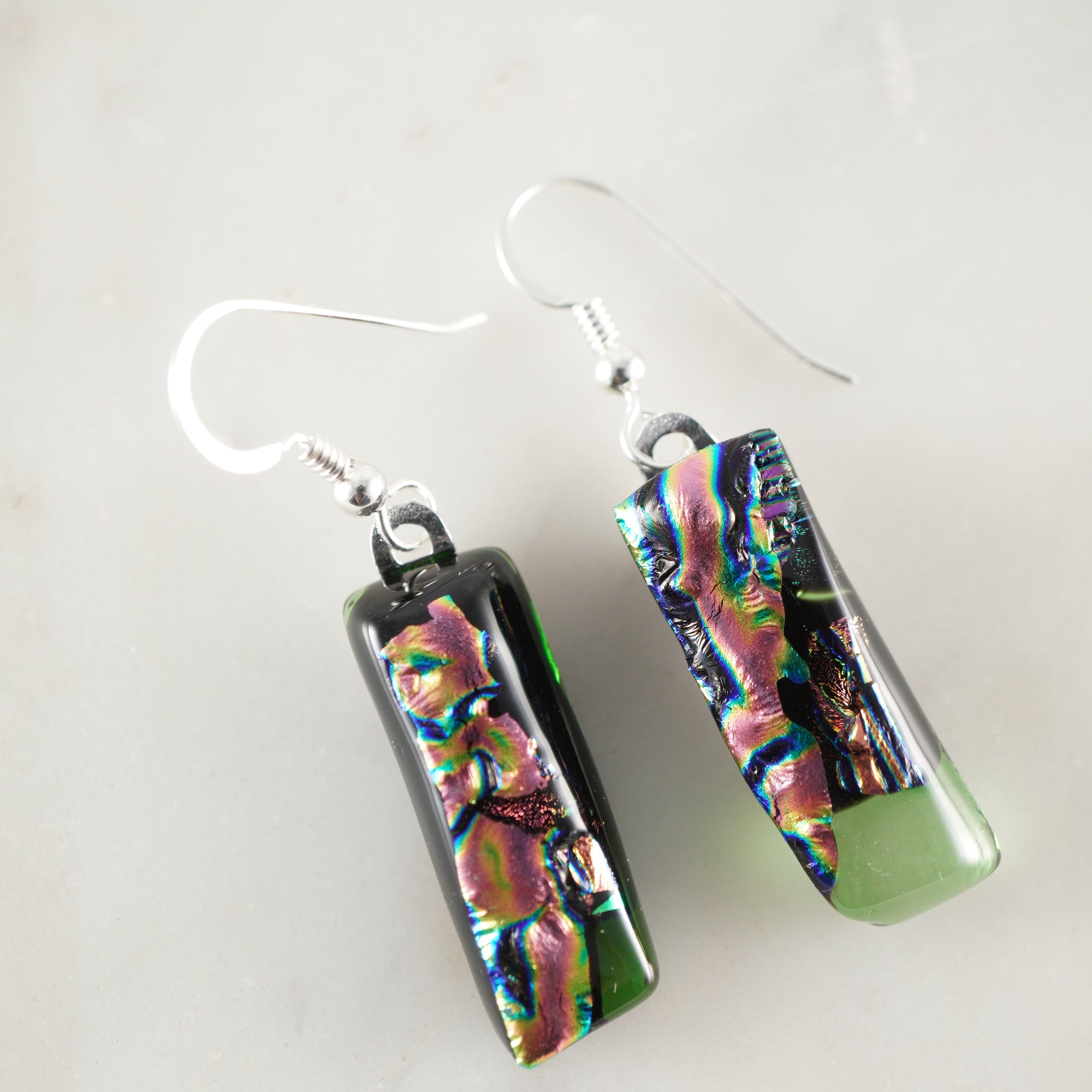 Fused Glass Dangle Earrings #7