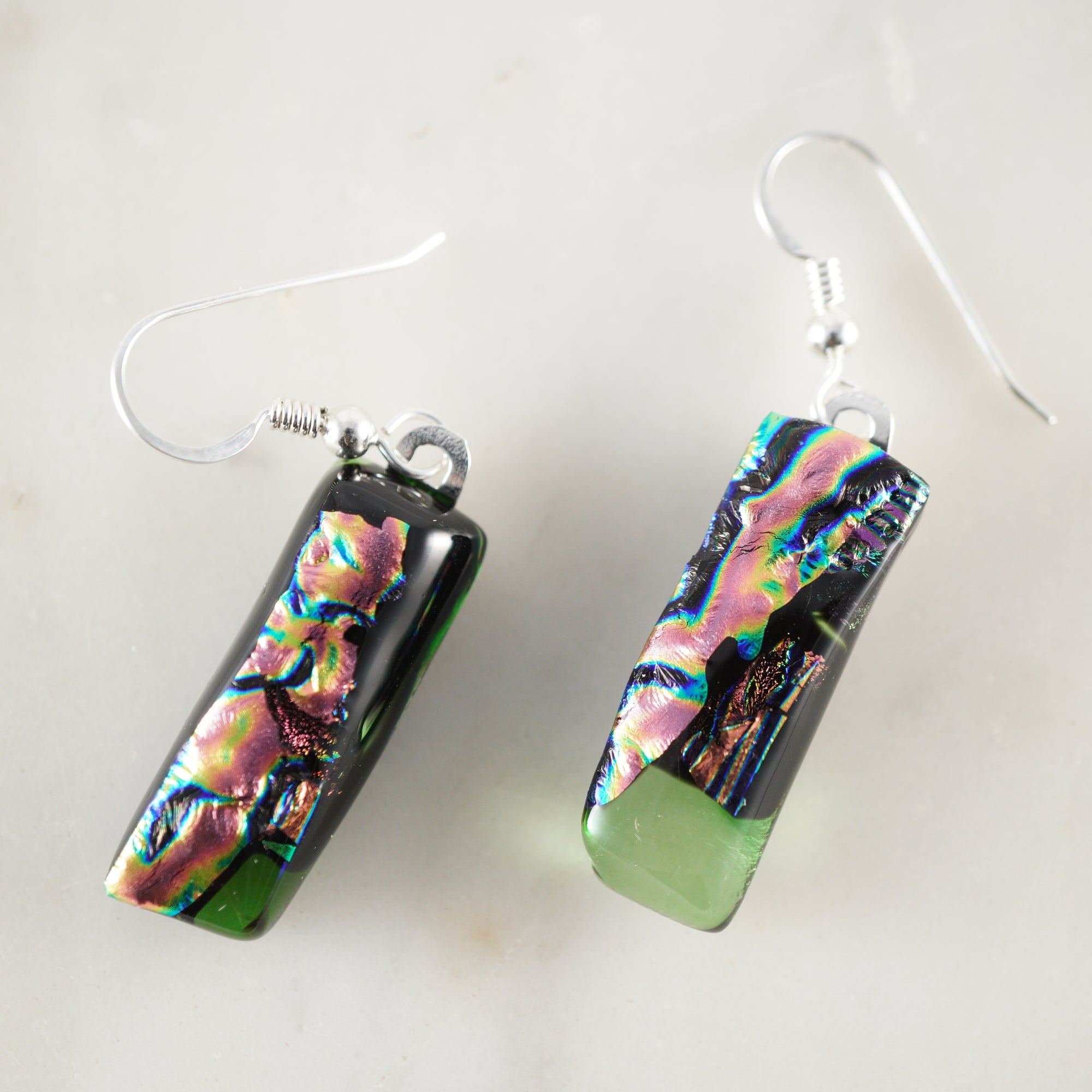Fused Glass Dangle Earrings #7