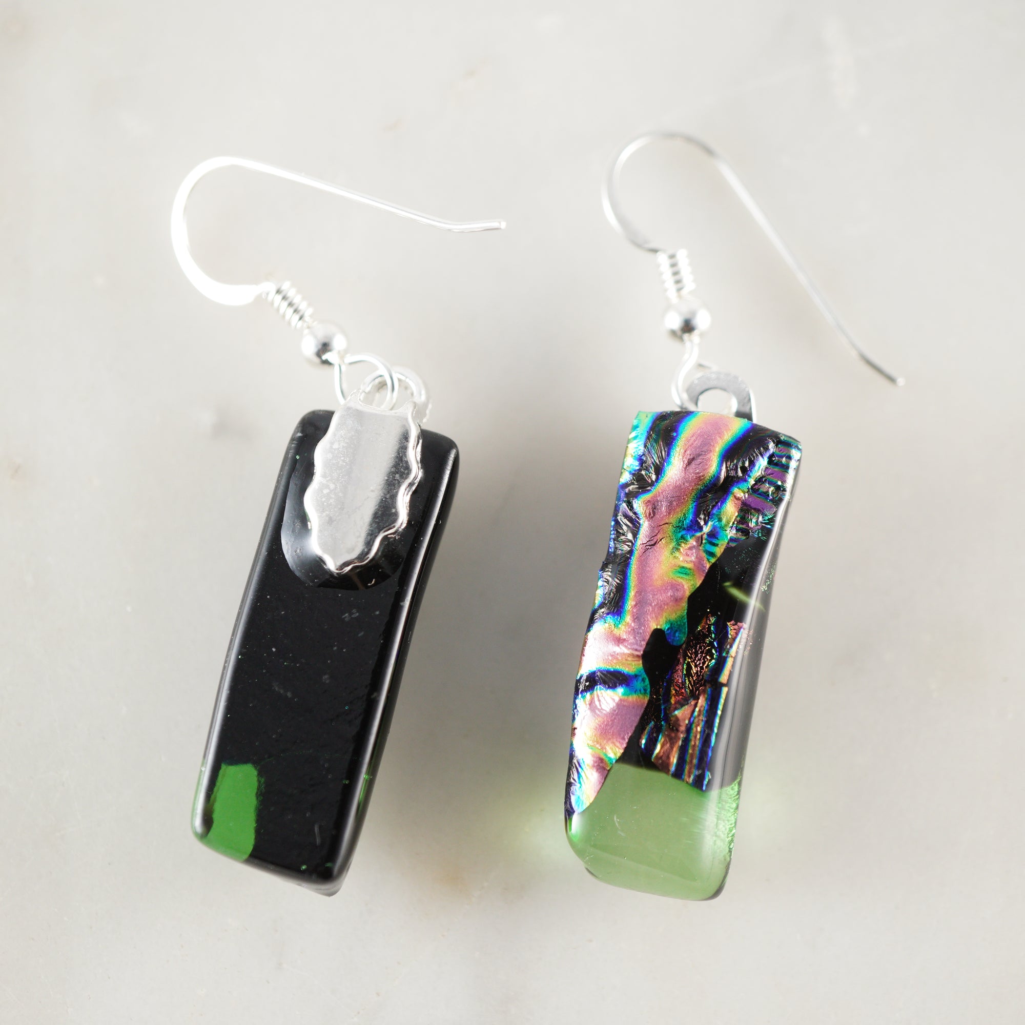 Fused Glass Dangle Earrings #7