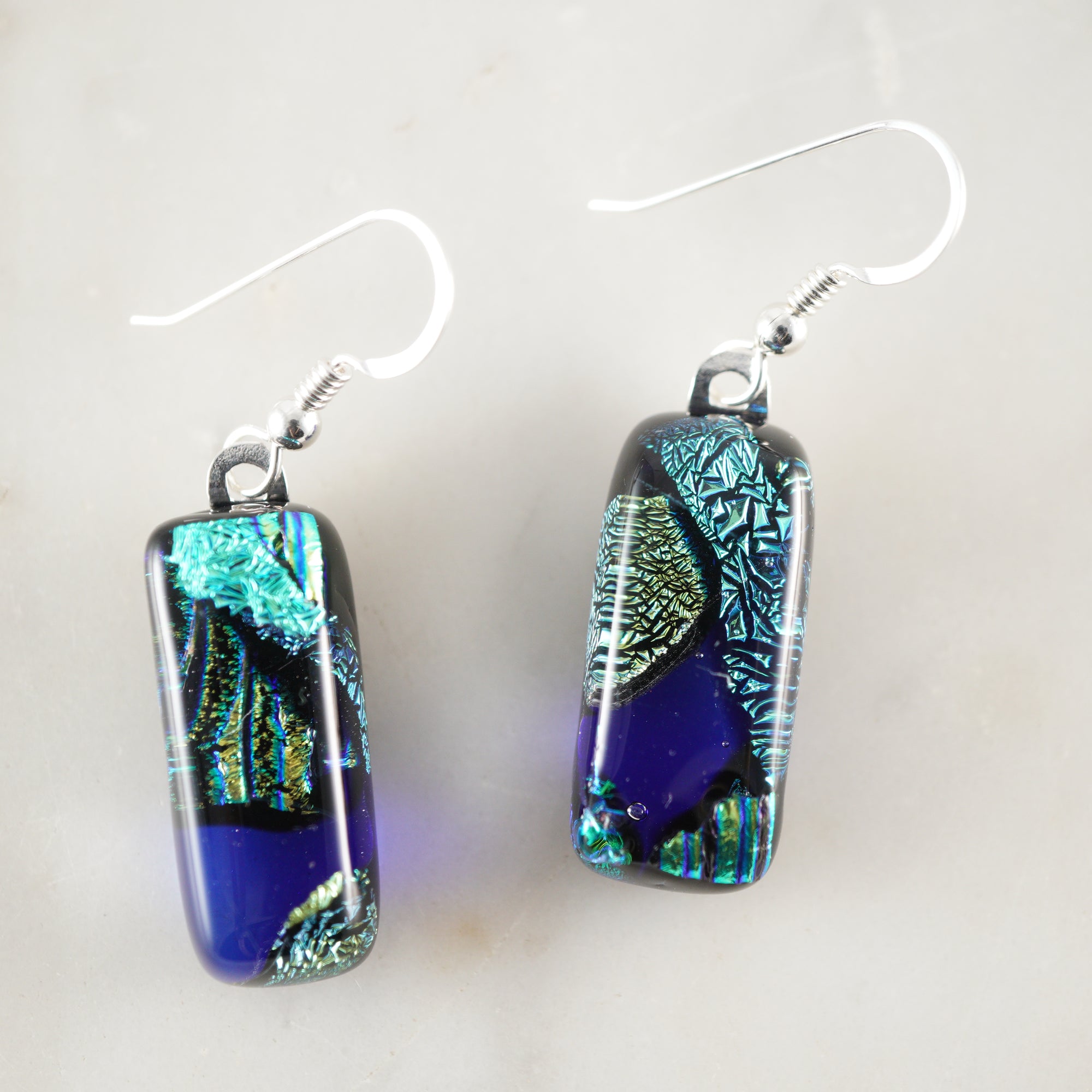 Fused Glass Dangle Earrings #8