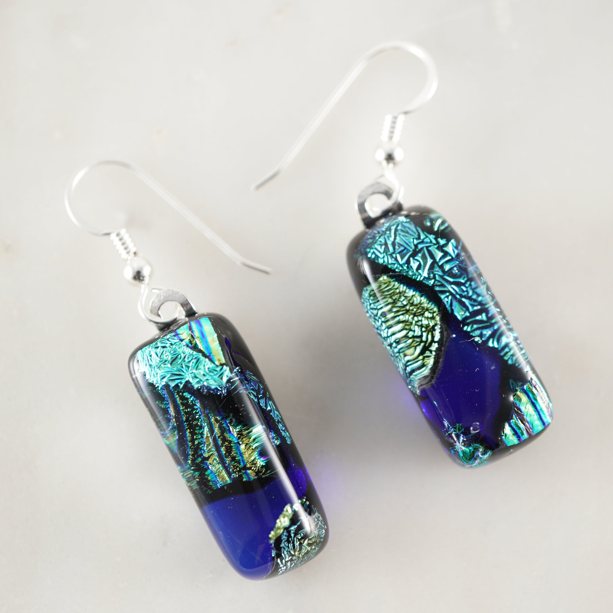 Fused Glass Dangle Earrings #8