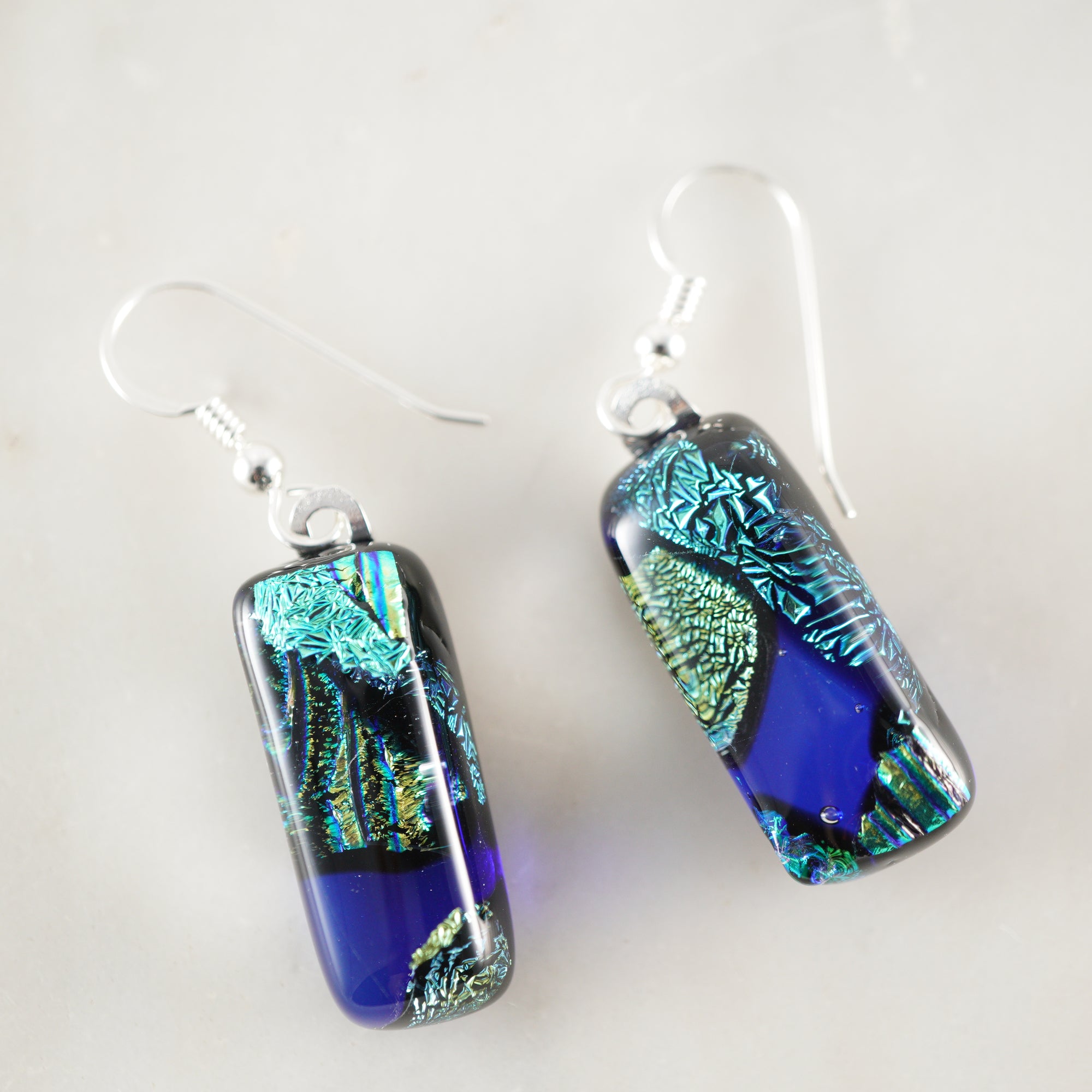 Fused Glass Dangle Earrings #8