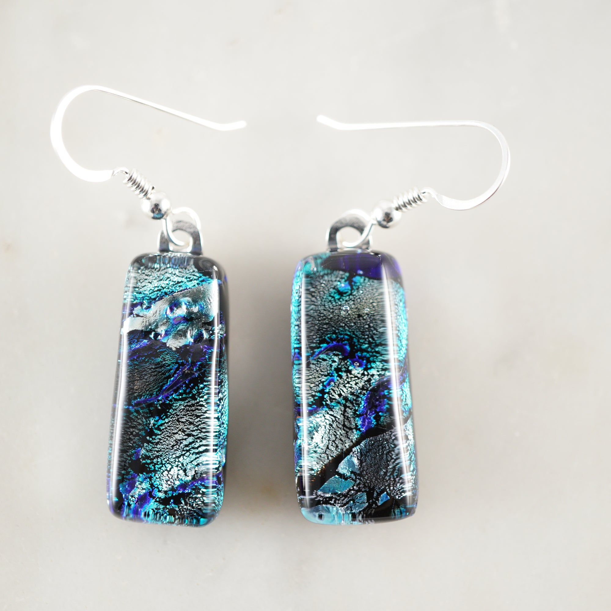 Fused Glass Dangle Earrings #9