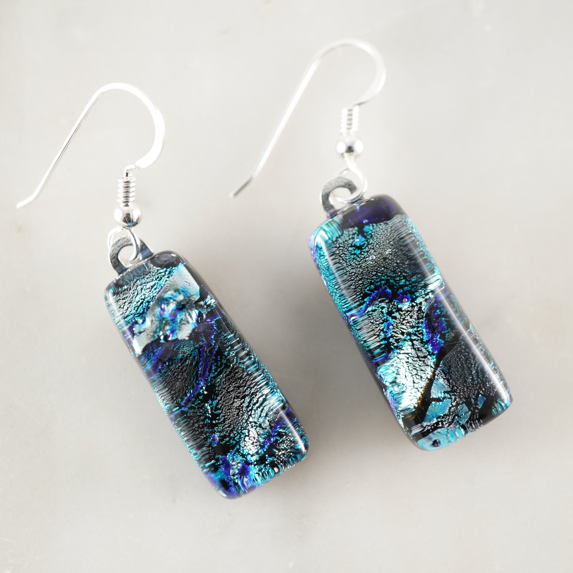 Fused Glass Dangle Earrings #9