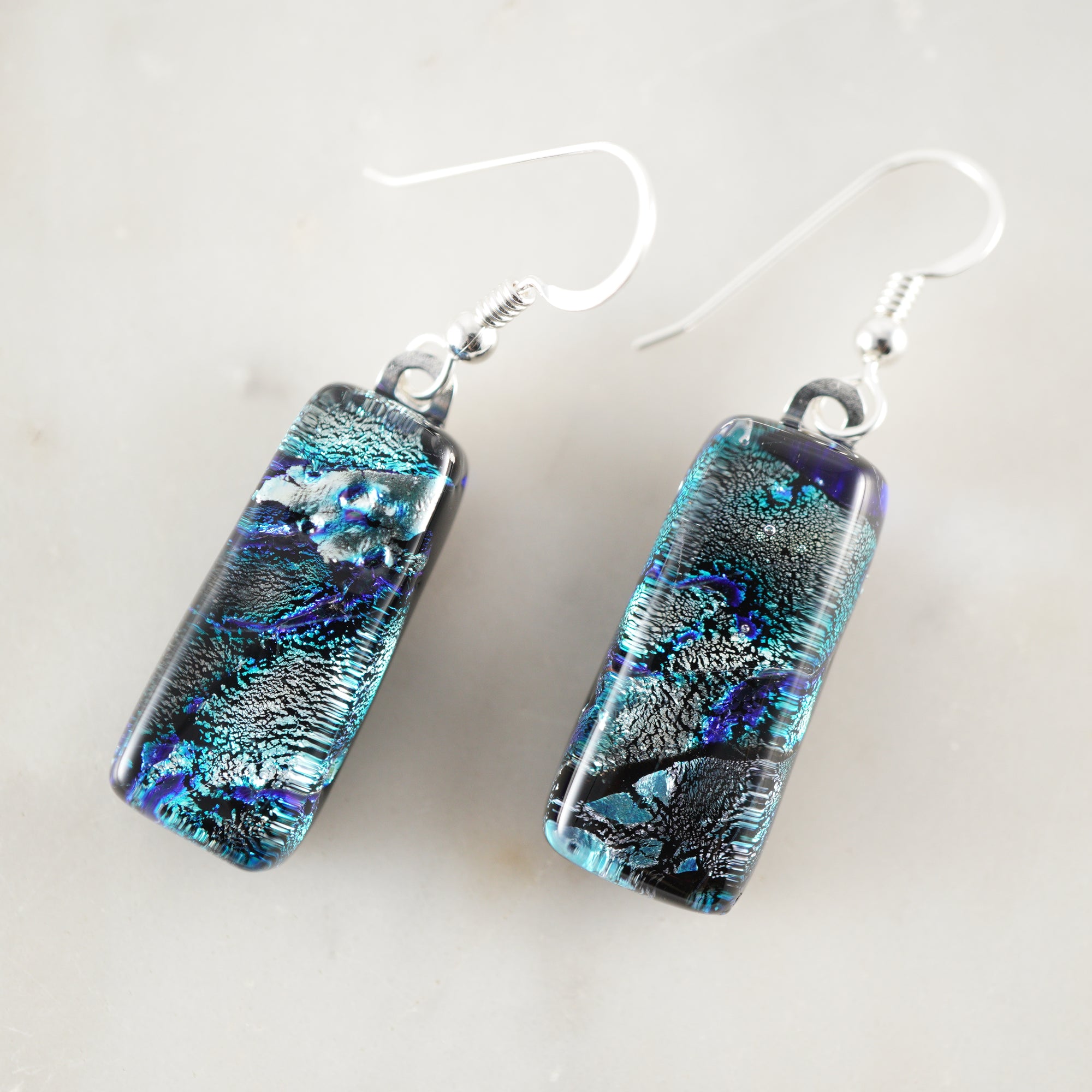 Fused Glass Dangle Earrings #9