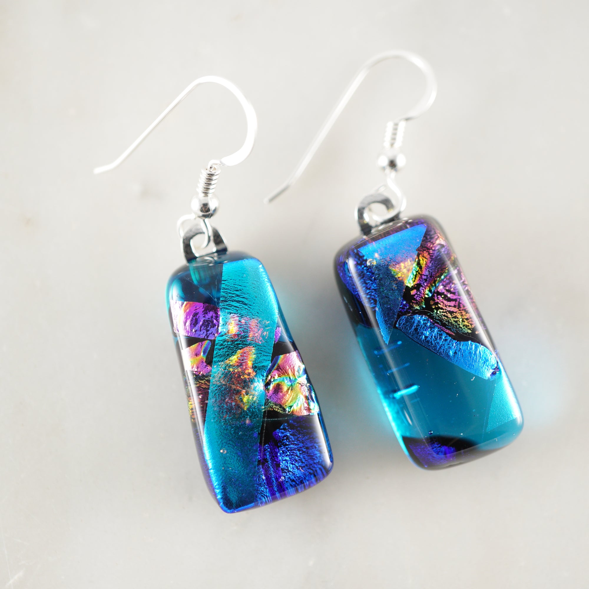 Fused Glass Dangle Earrings #10