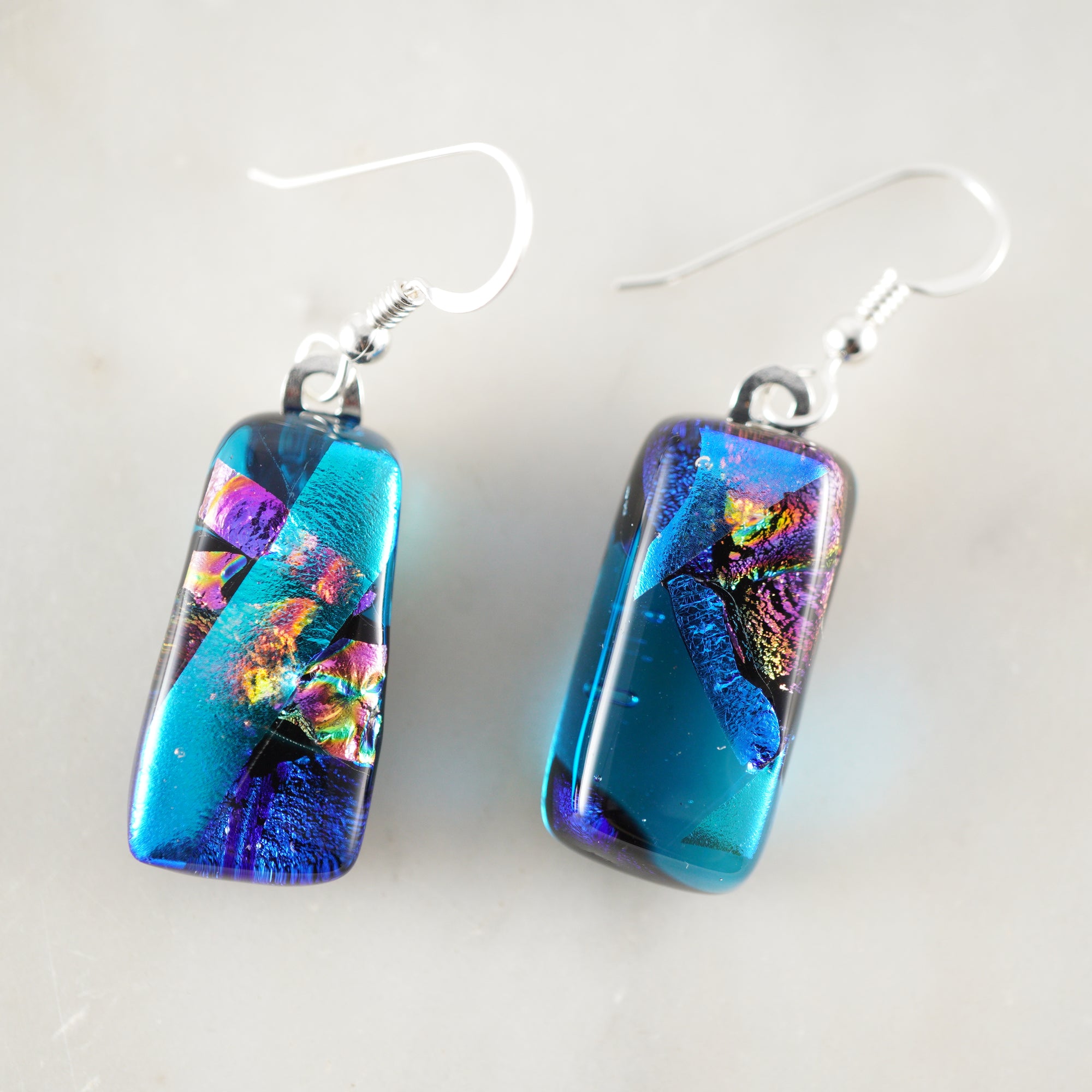 Fused Glass Dangle Earrings #10