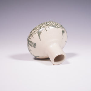 Wheel Thrown Ceramic Mini Vase with Hand-painted Flower Meadow design. (Top View)