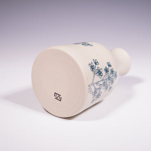 Wheel Thrown Ceramic Vase with Hand-painted Forget Me Nots Design. (Bottom View)