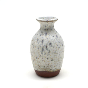 Mini ceramic vase with red clay with a white matte & purple/grey speckled  glaze. Made by Living Large Small on San Juan Island, WA