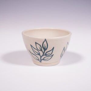Wheel Thrown Ceramic Little Sipper with Hand-painted Leaves Design (Back View)