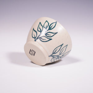 Wheel Thrown Ceramic Little Sipper with Hand-painted Leaves Design (Bottom View)