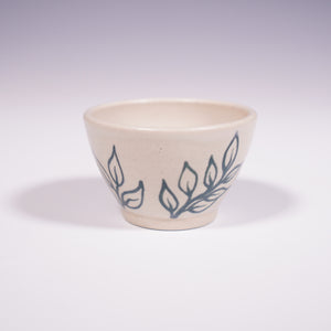 Wheel Thrown Ceramic Little Sipper with Hand-painted Leaves Design (Front View)