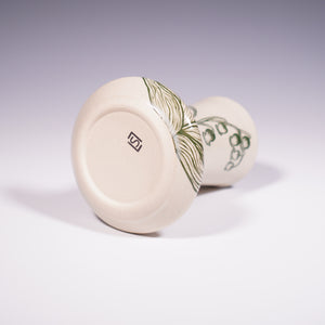 Wheel-thrown Ceramic Vase with hand-painted Lily of the Valley Design (Bottom View)