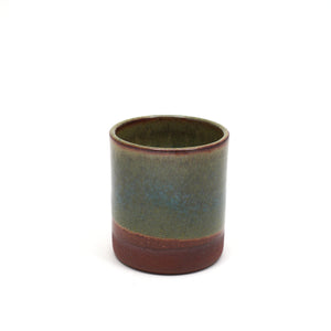 Handmade ceramic 8oz Cup with light green & blue glaze.